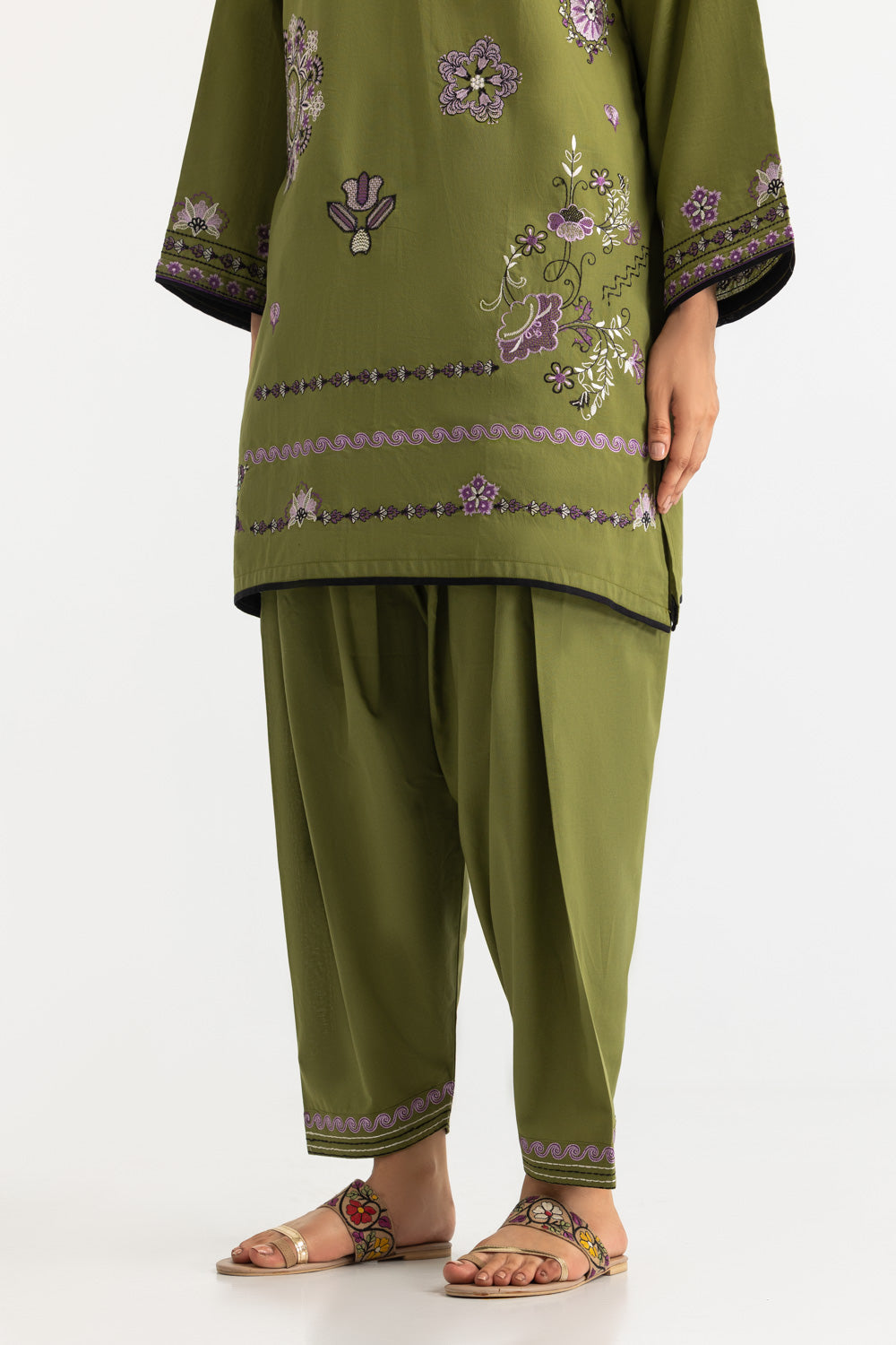 Cambric Embroidered Co-Ord Set