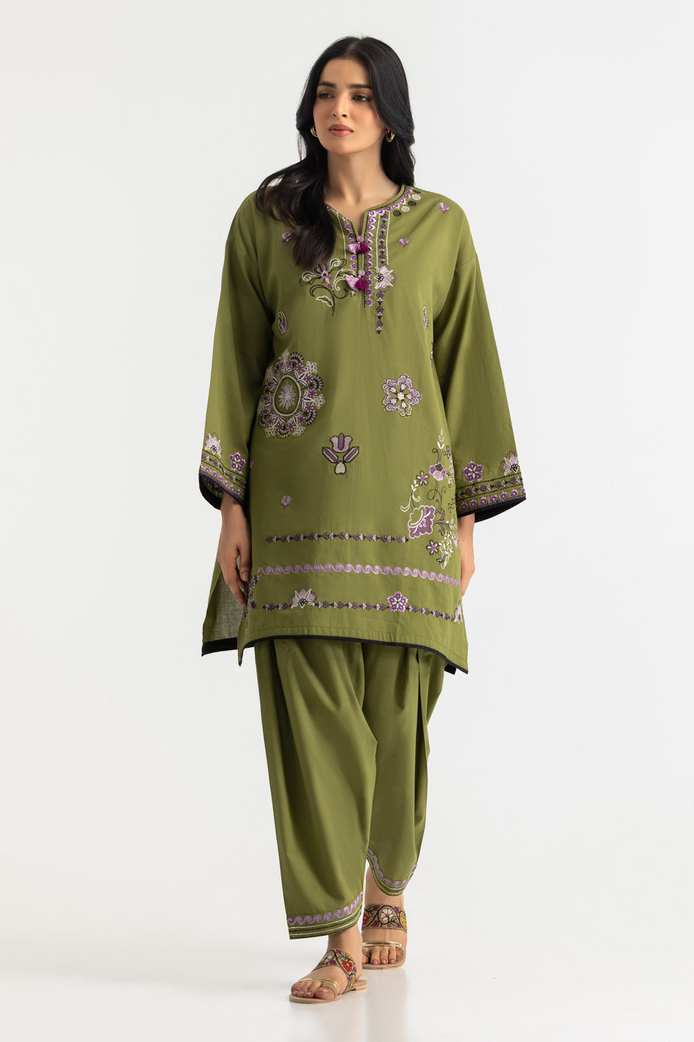 Cambric Embroidered Co-Ord Set