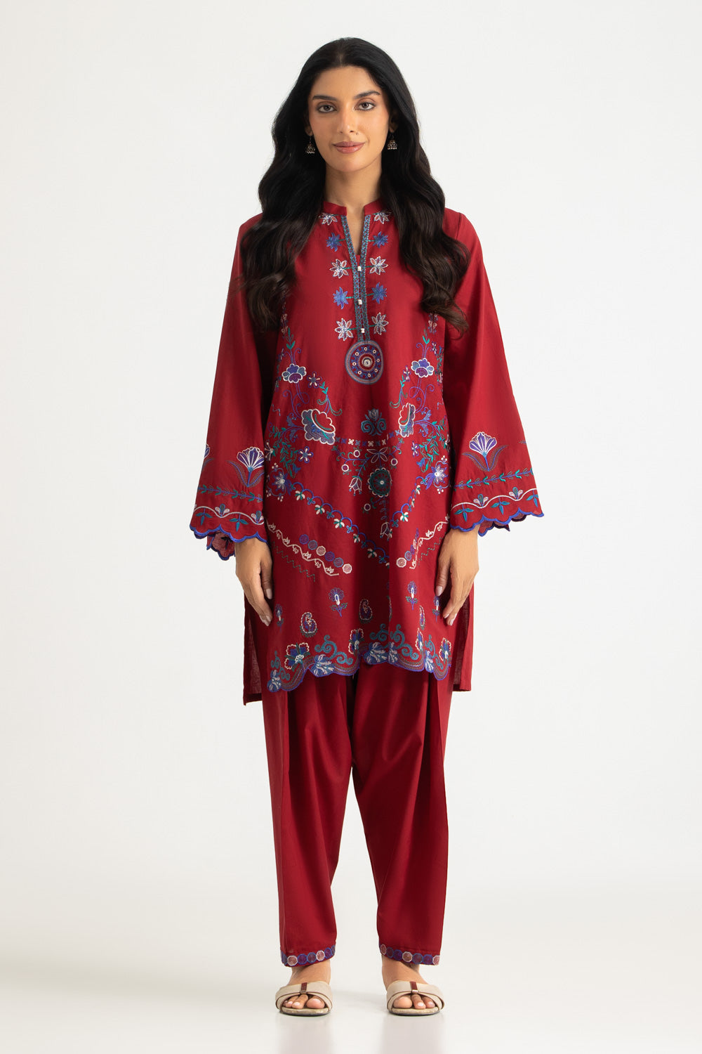 Cambric Embroidered Co-Ord Set