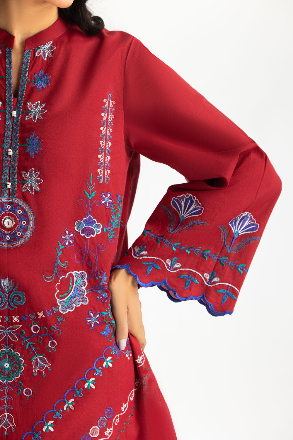 Cambric Embroidered Co-Ord Set