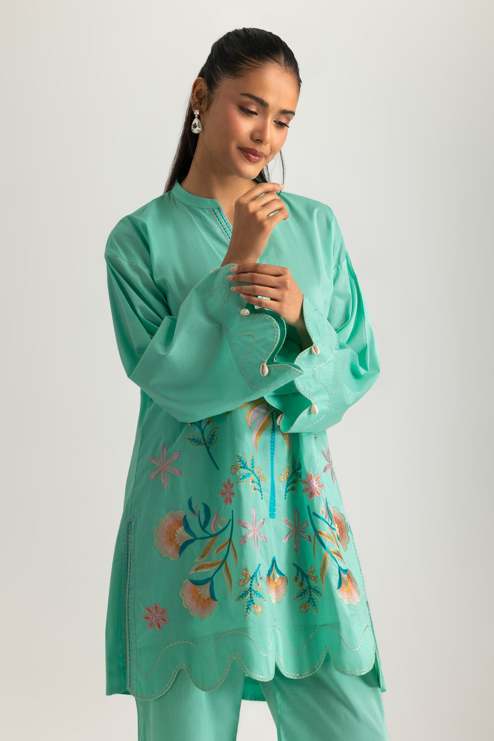Cambric Embroidered Co-Ord Set