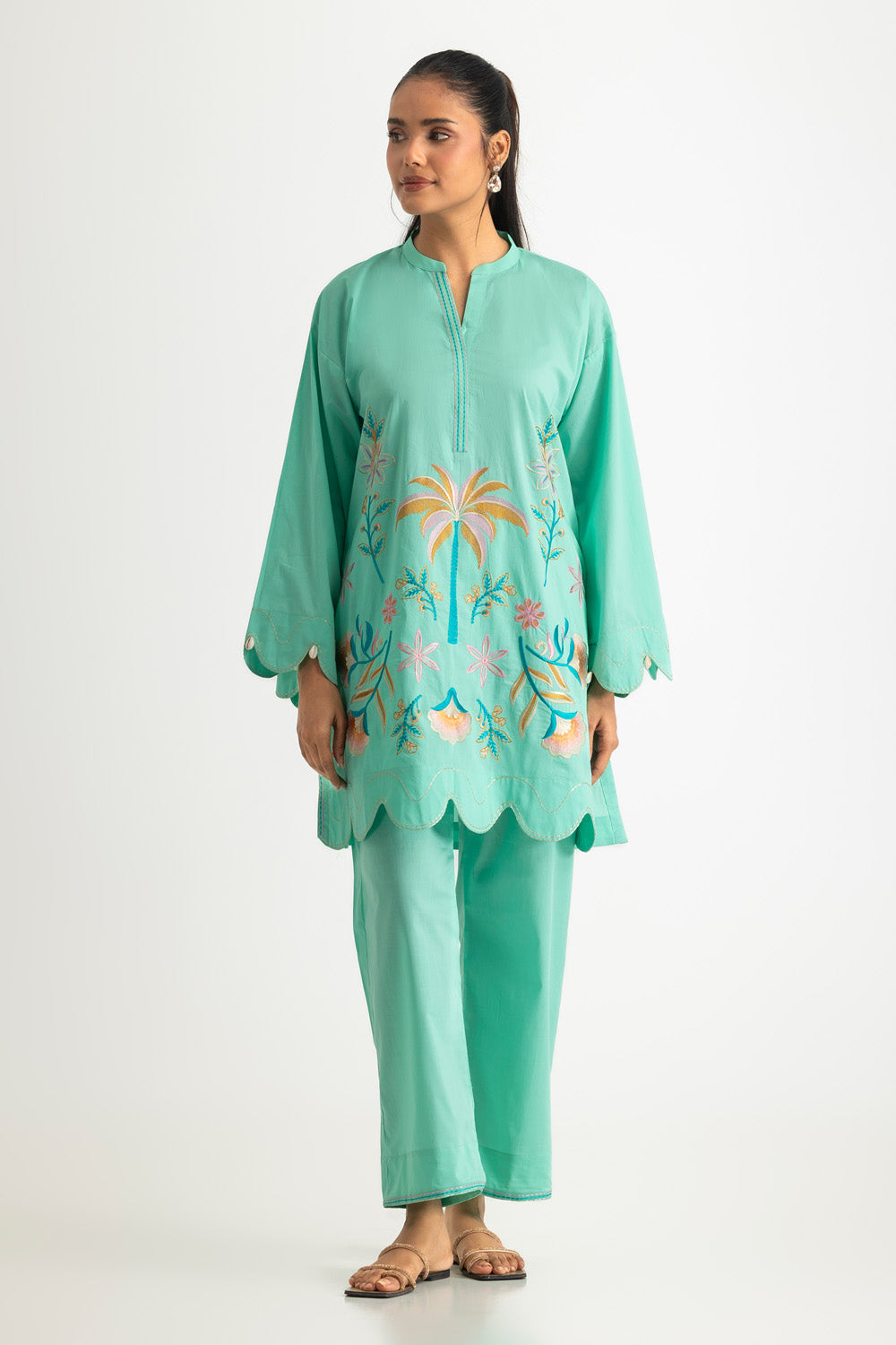 Cambric Embroidered Co-Ord Set