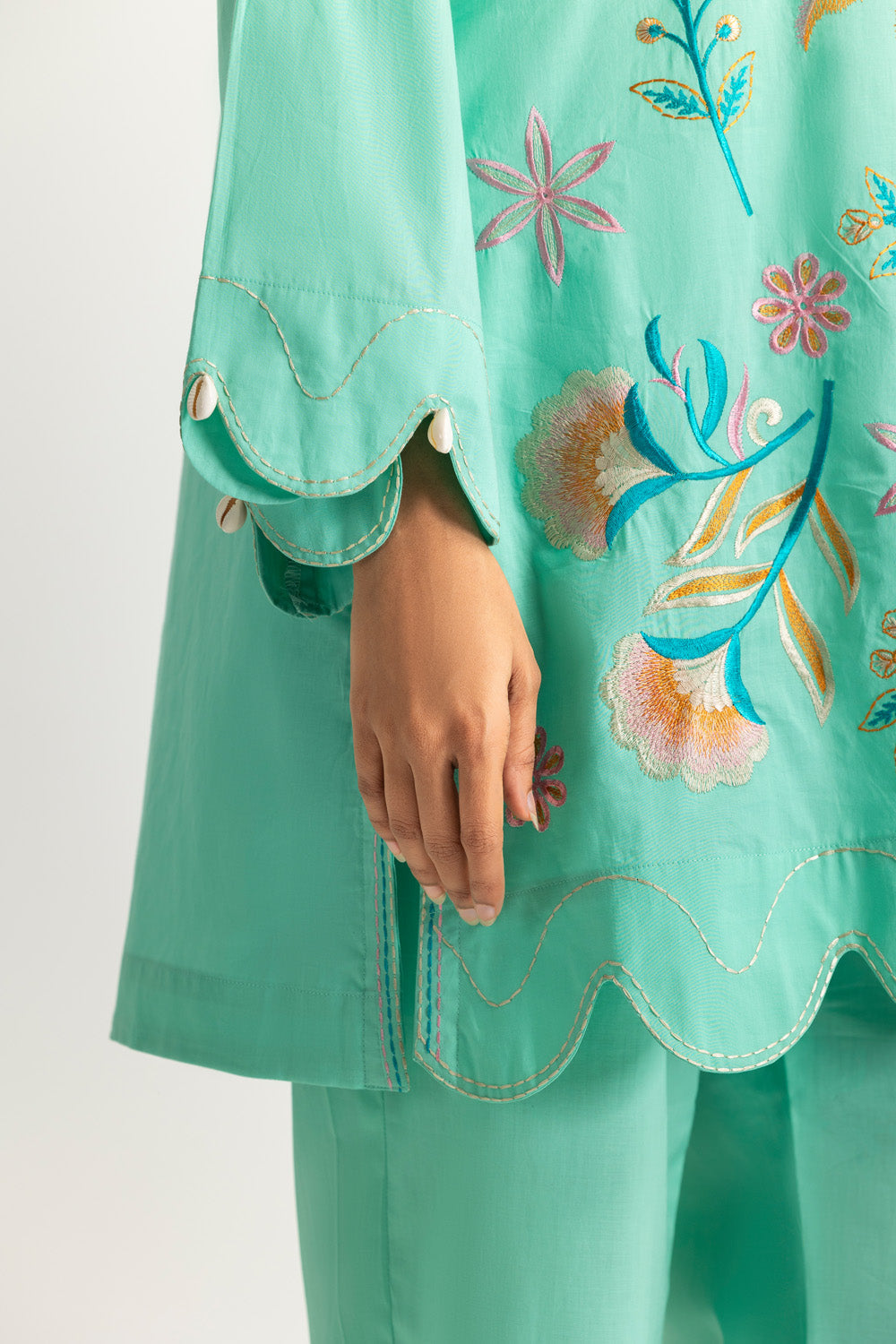Cambric Embroidered Co-Ord Set