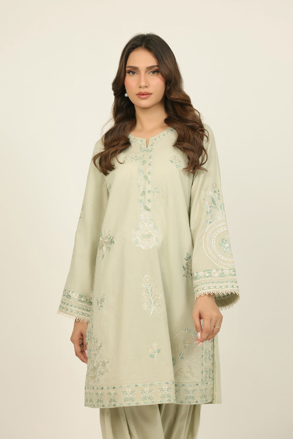 Cambric Embroidered Co-Ord Set