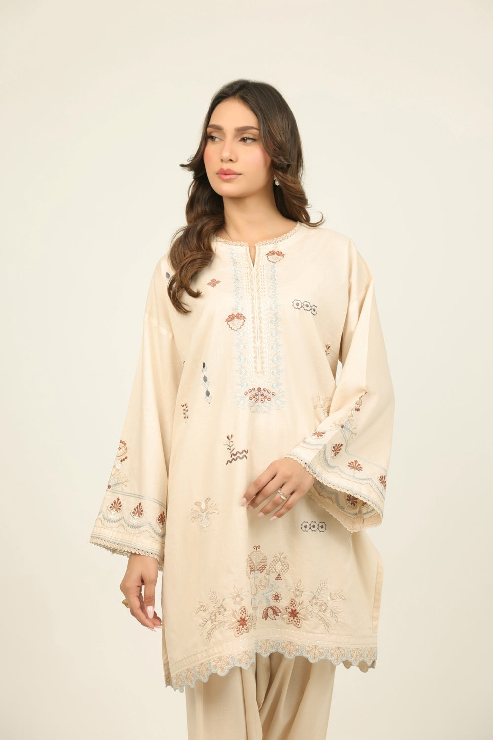 Cambric Embroidered Co-Ord Set