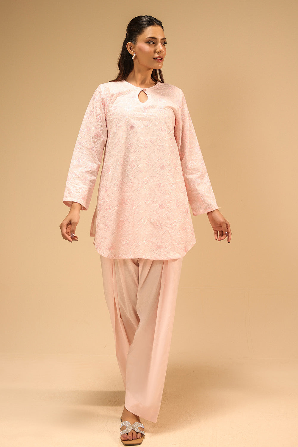 Cambric Embroidered Co-Ord Set