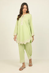 Cambric Embroidered Co-Ord Set