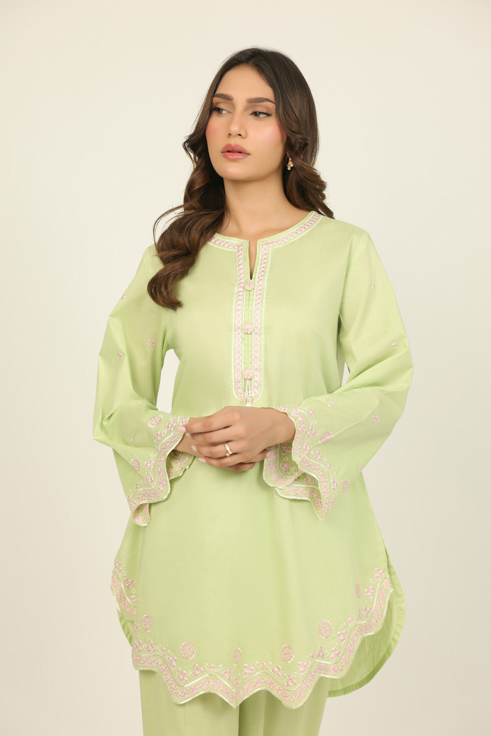 Cambric Embroidered Co-Ord Set