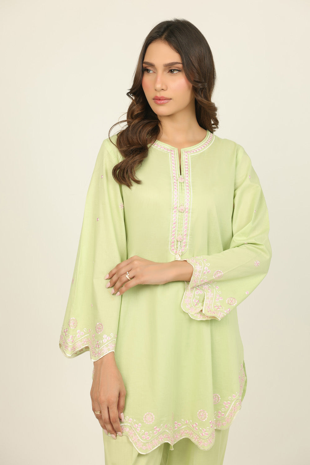 Cambric Embroidered Co-Ord Set