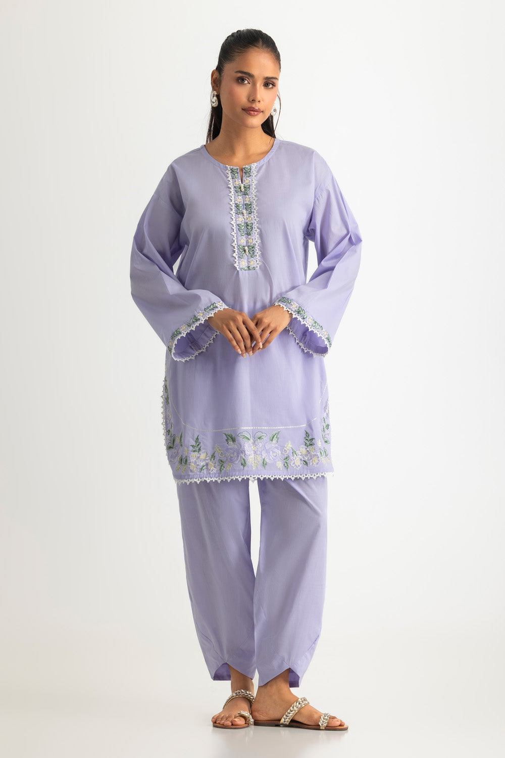 Cambric Embroidered Co-Ord Set