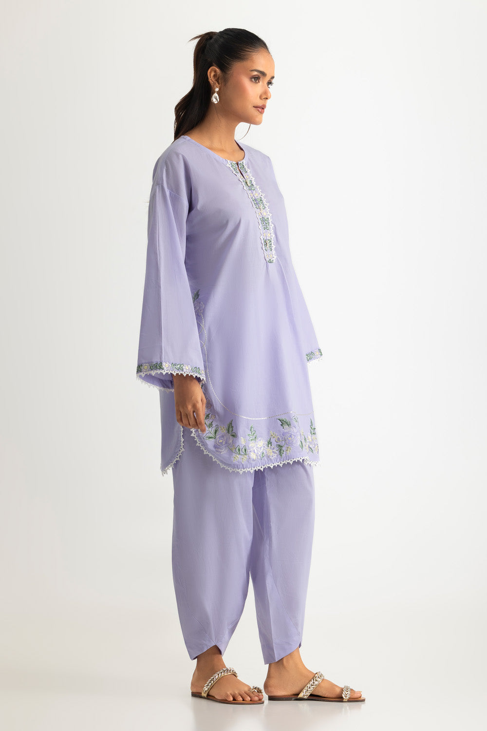 Cambric Embroidered Co-Ord Set