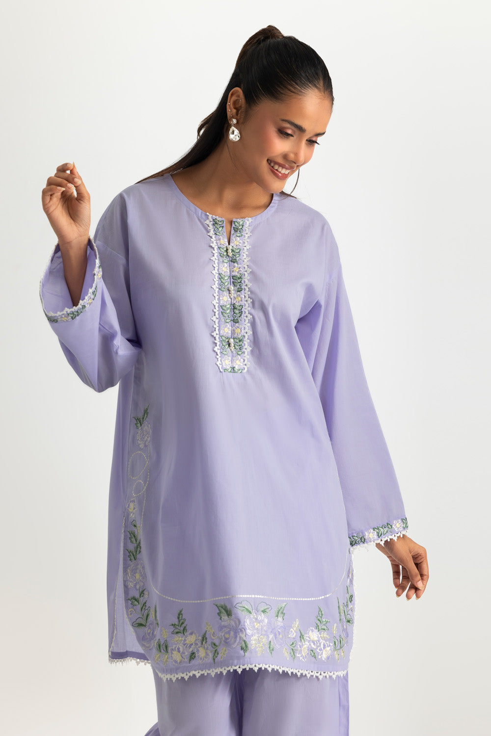 Cambric Embroidered Co-Ord Set