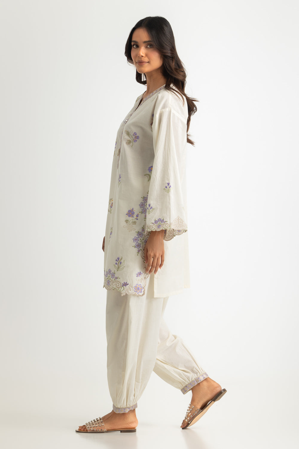 Cambric Embroidered Co-Ord Set