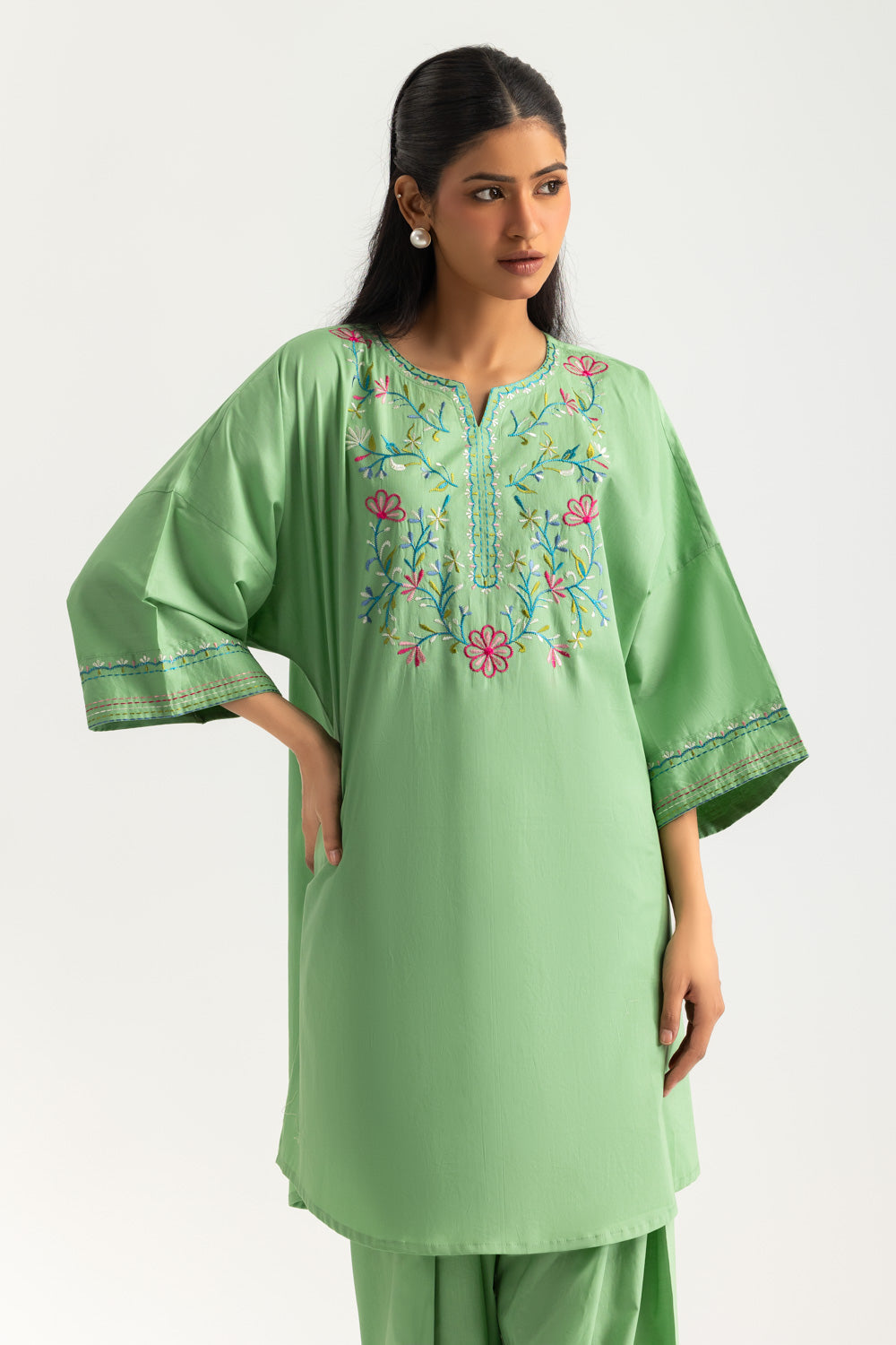 Cambric Embroidered Co-Ord Set