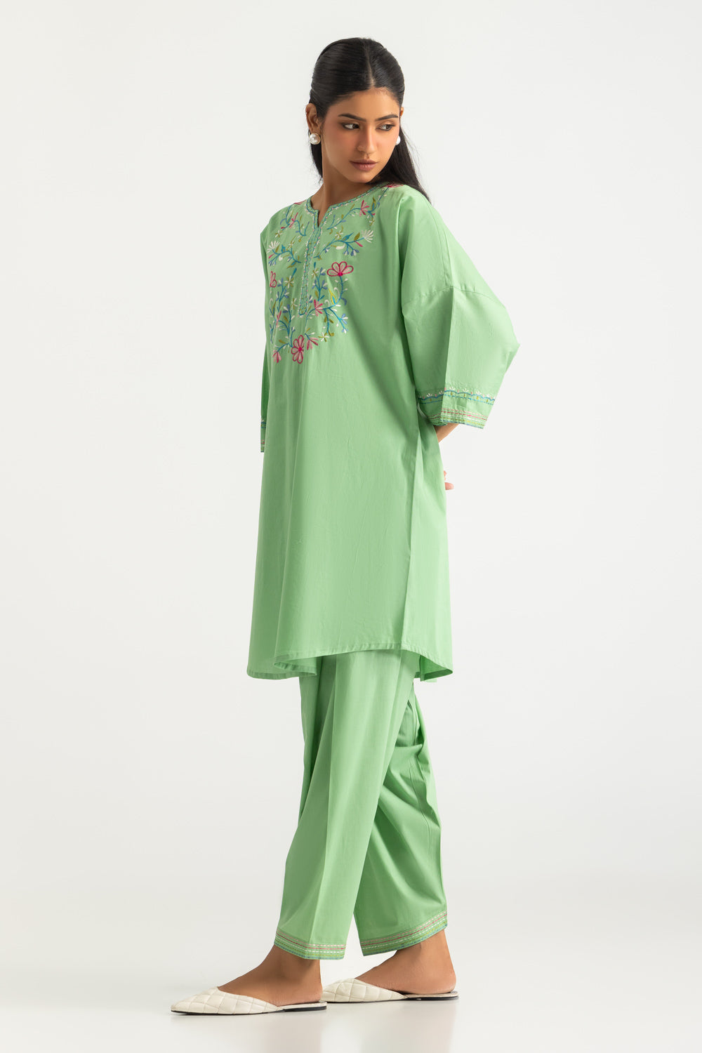 Cambric Embroidered Co-Ord Set