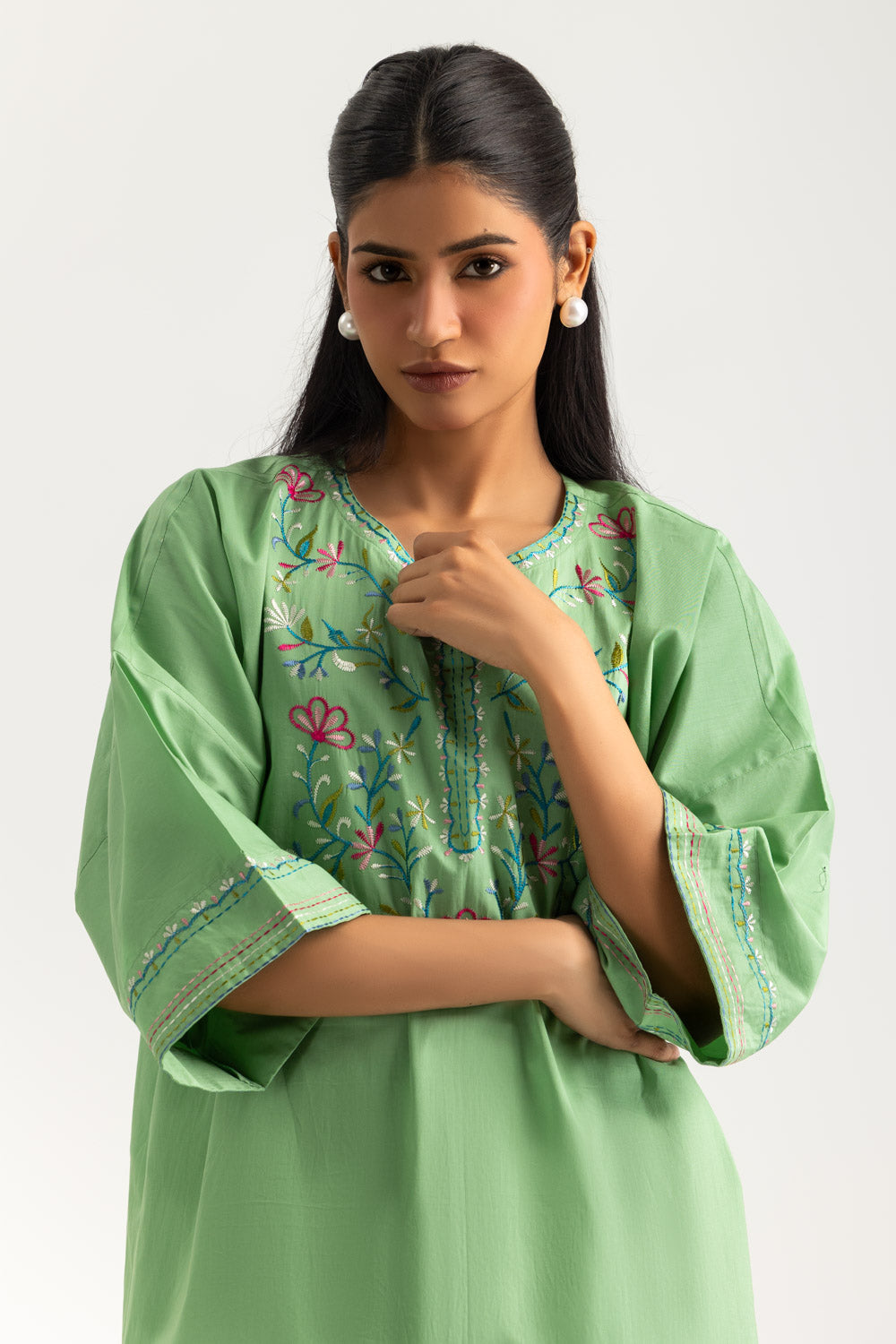 Cambric Embroidered Co-Ord Set