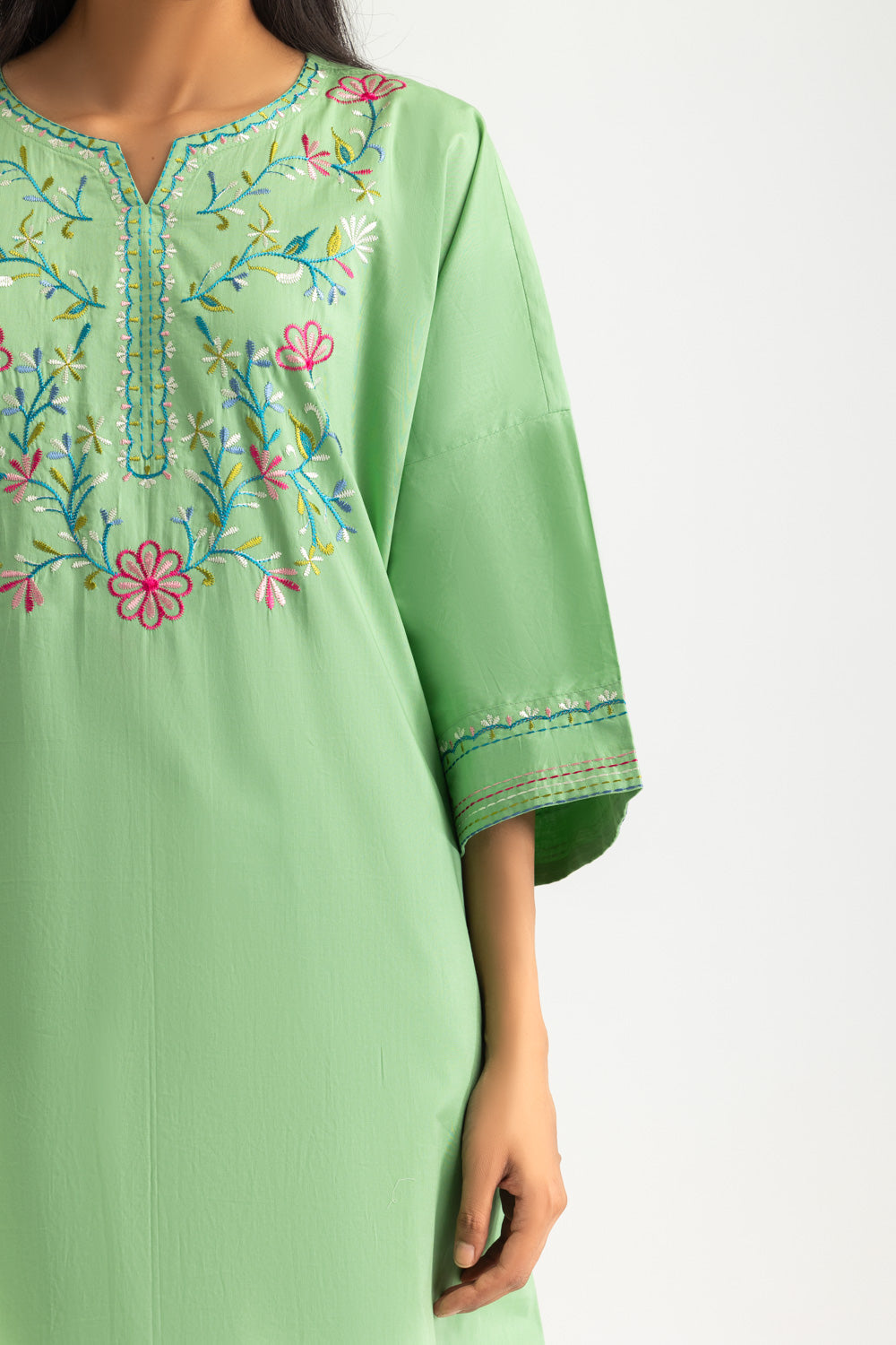 Cambric Embroidered Co-Ord Set