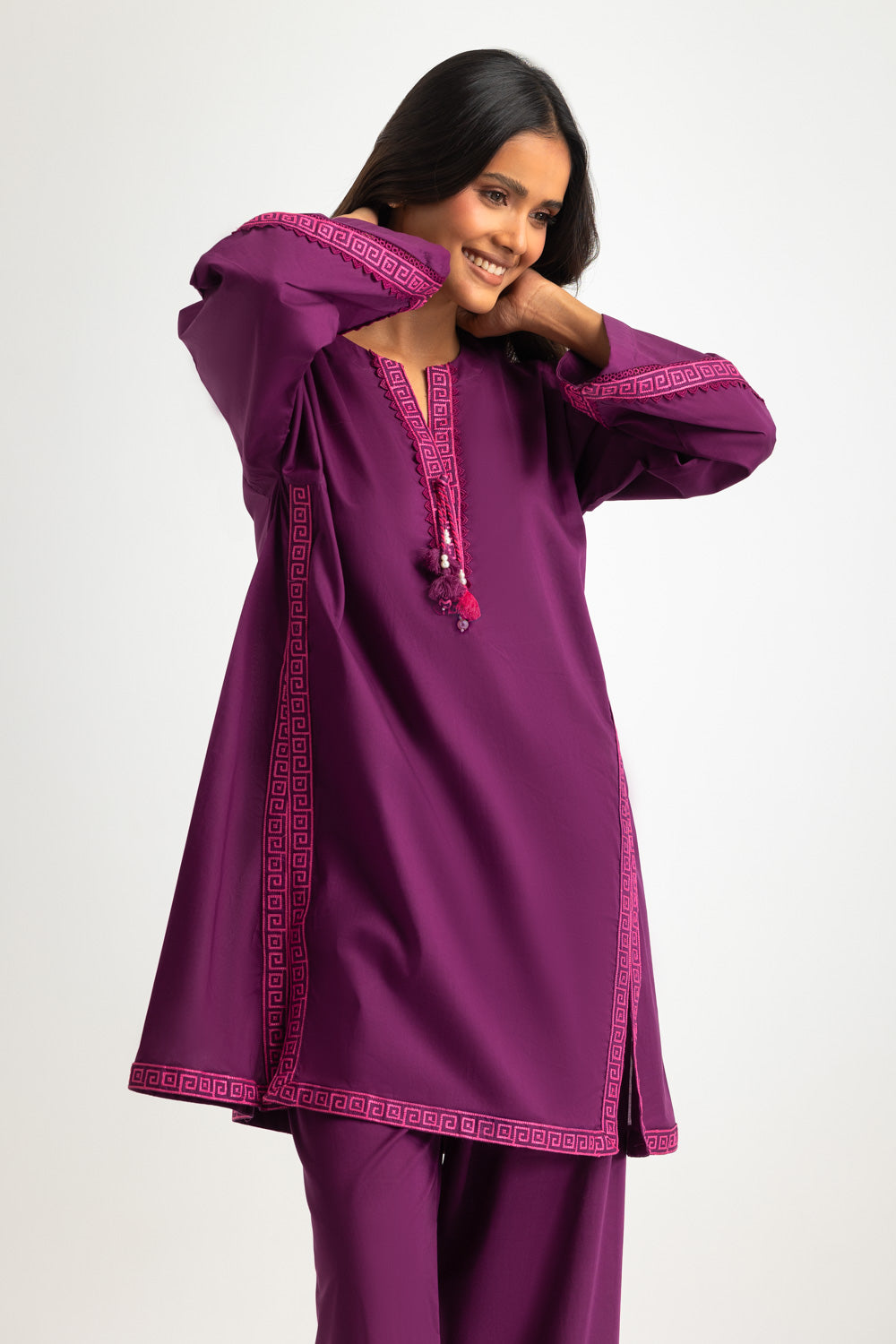 Cambric Embroidered Co-Ord Set