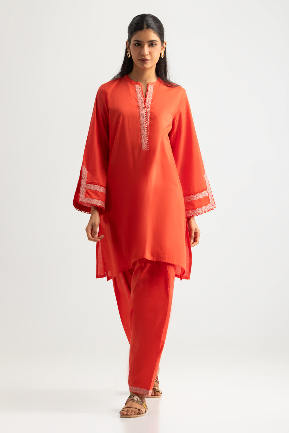 Cambric Embroidered Co-Ord Set