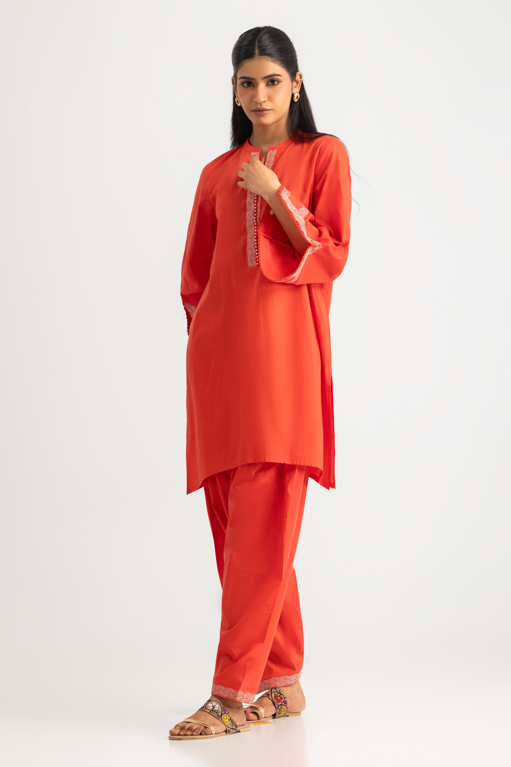 Cambric Embroidered Co-Ord Set