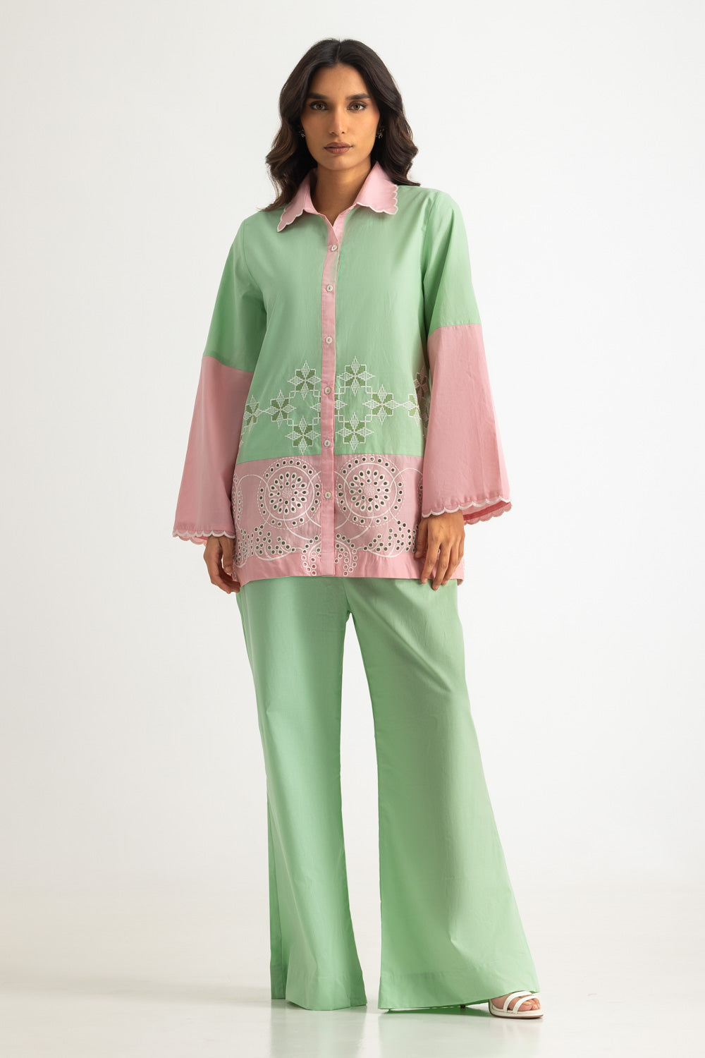 Cambric Embroidered Co-Ord Set
