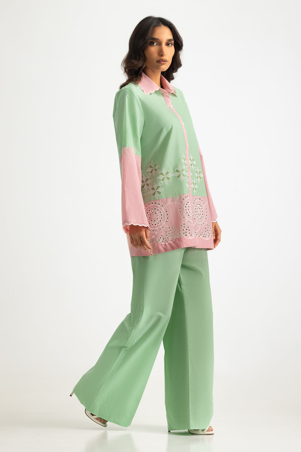 Cambric Embroidered Co-Ord Set