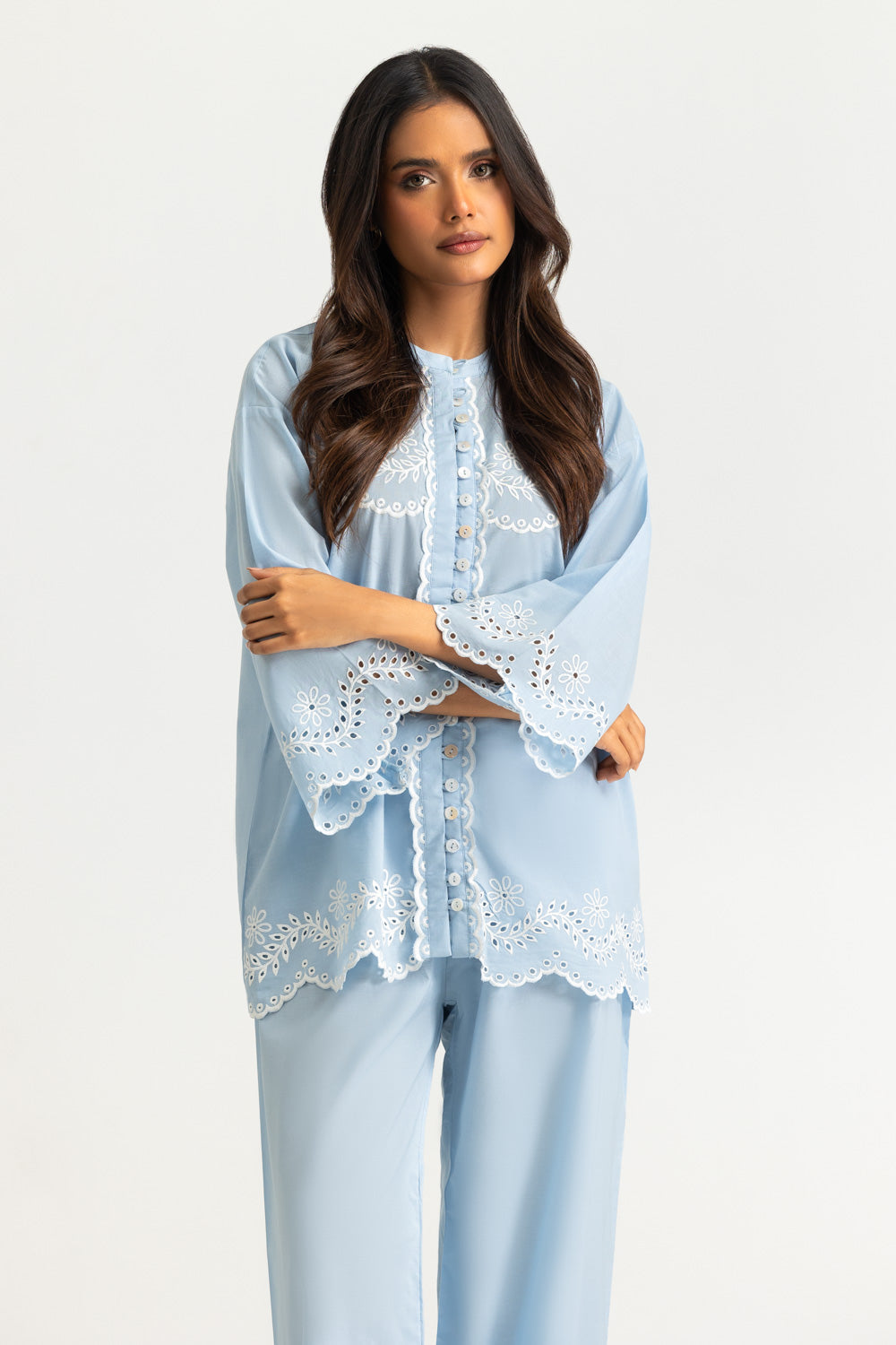 Cambric Embroidered Co-Ord Set
