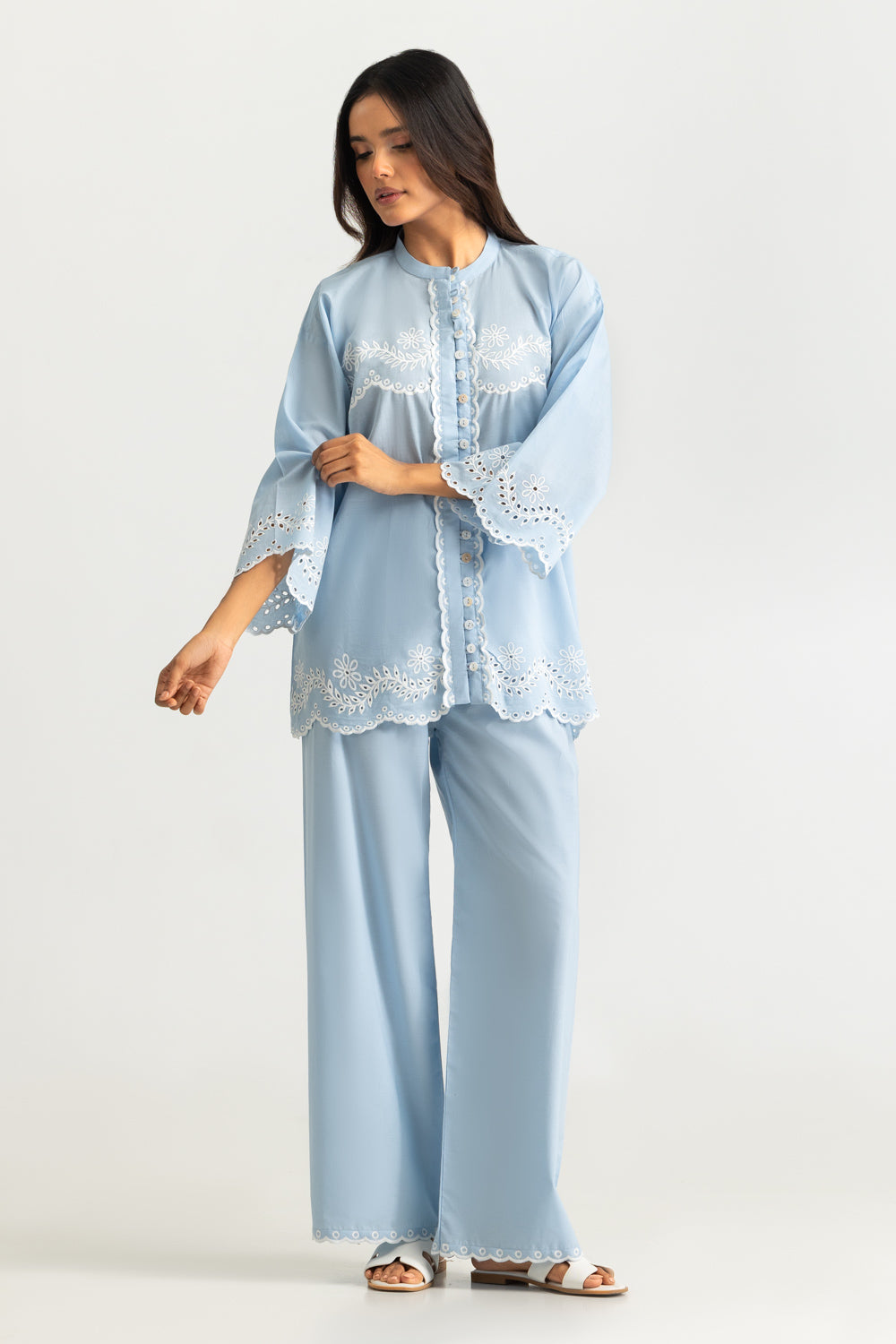 Cambric Embroidered Co-Ord Set