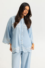 Cambric Embroidered Co-Ord Set