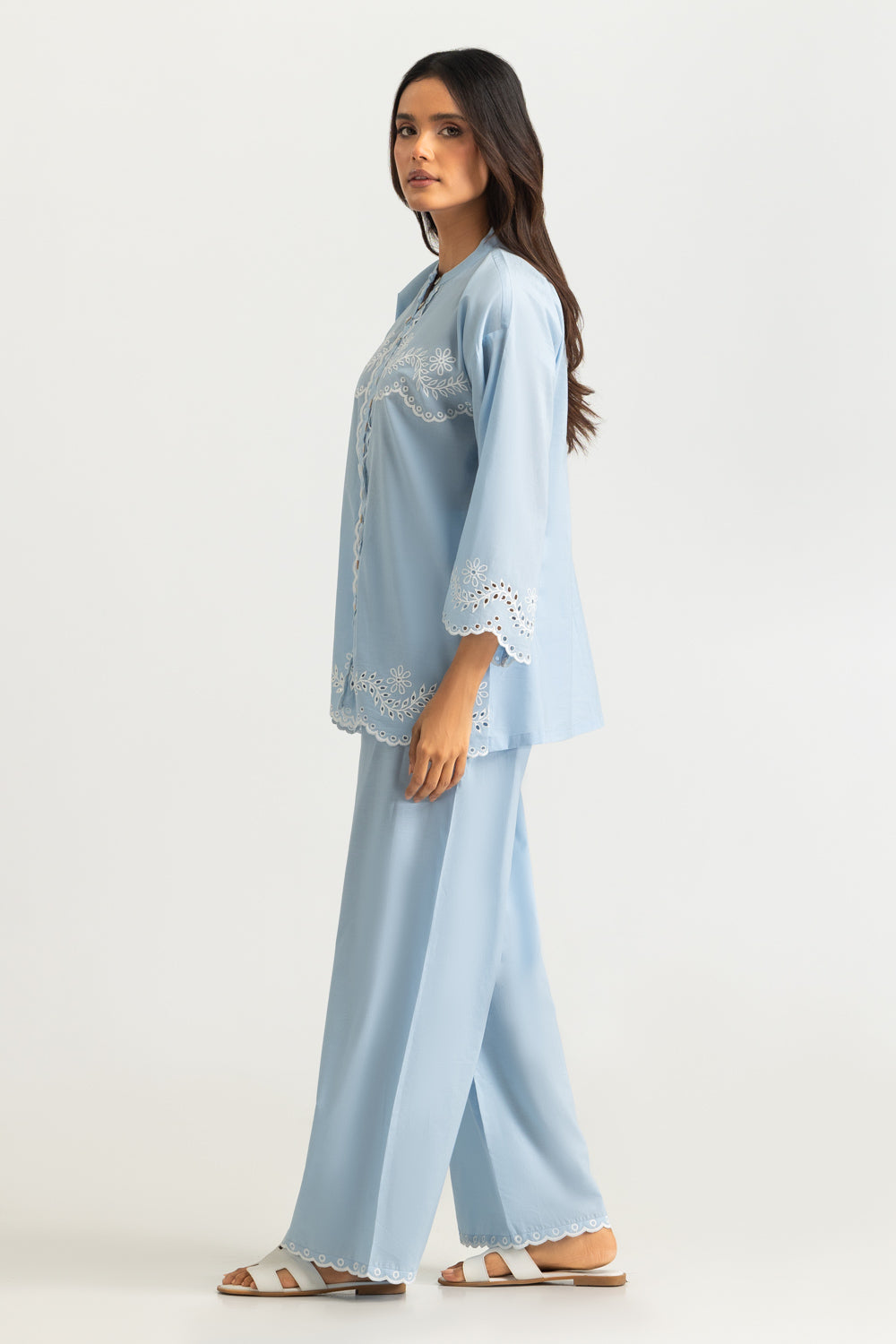 Cambric Embroidered Co-Ord Set
