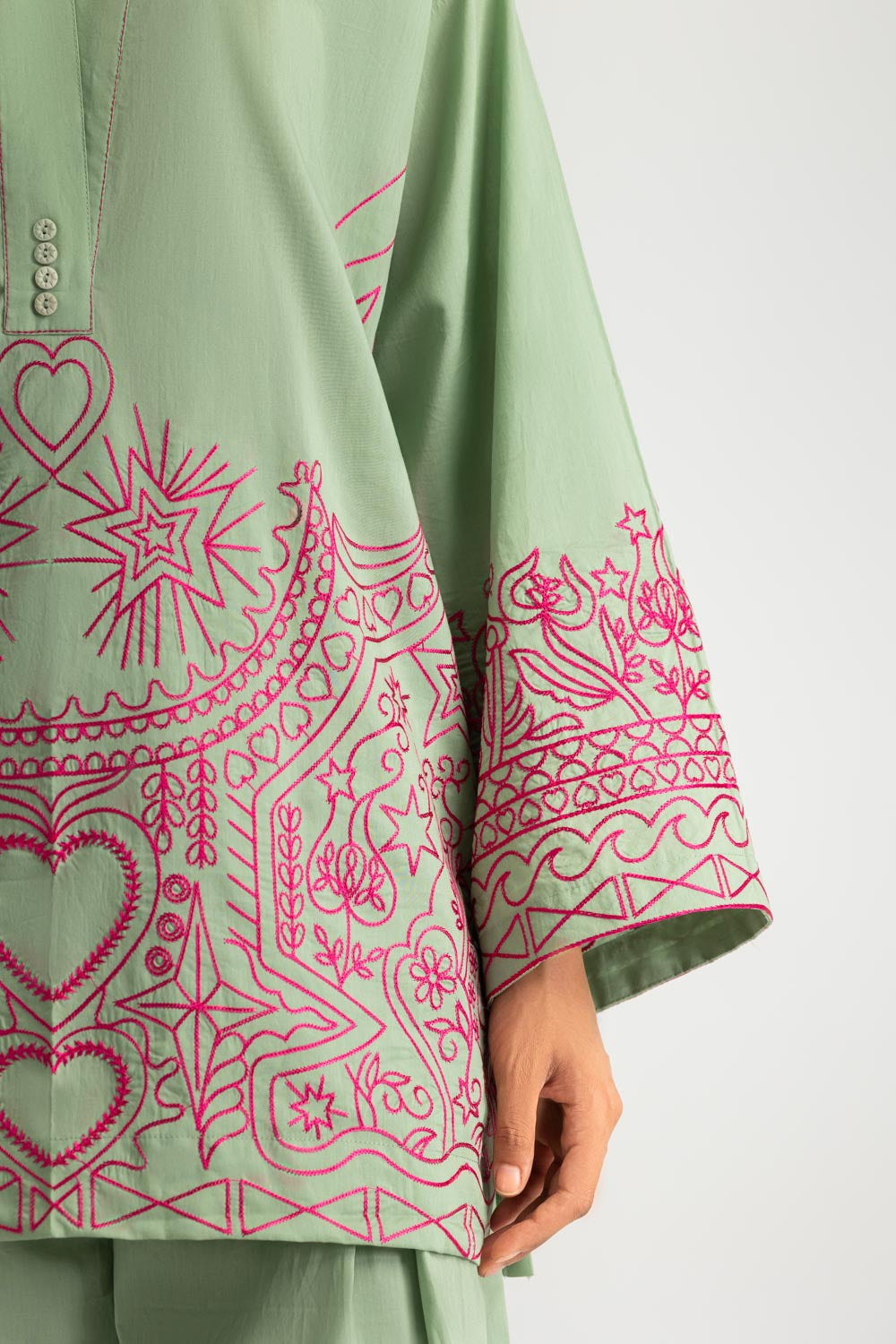 Cambric Embroidered Co-Ord Set