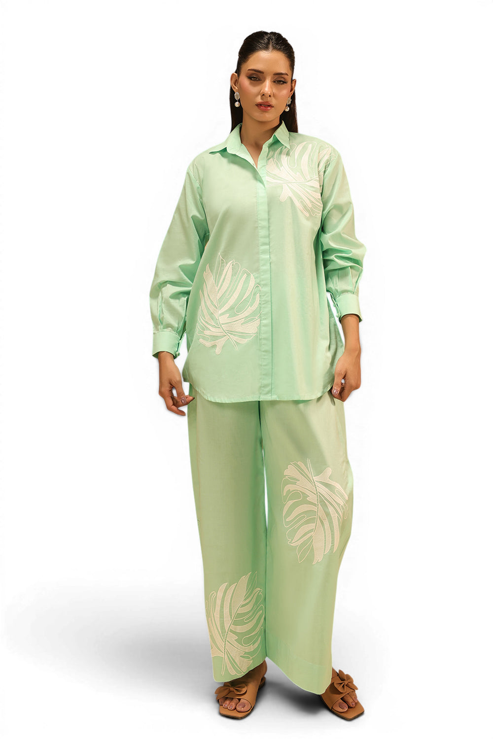 Cambric Embroidered Co-Ord Set