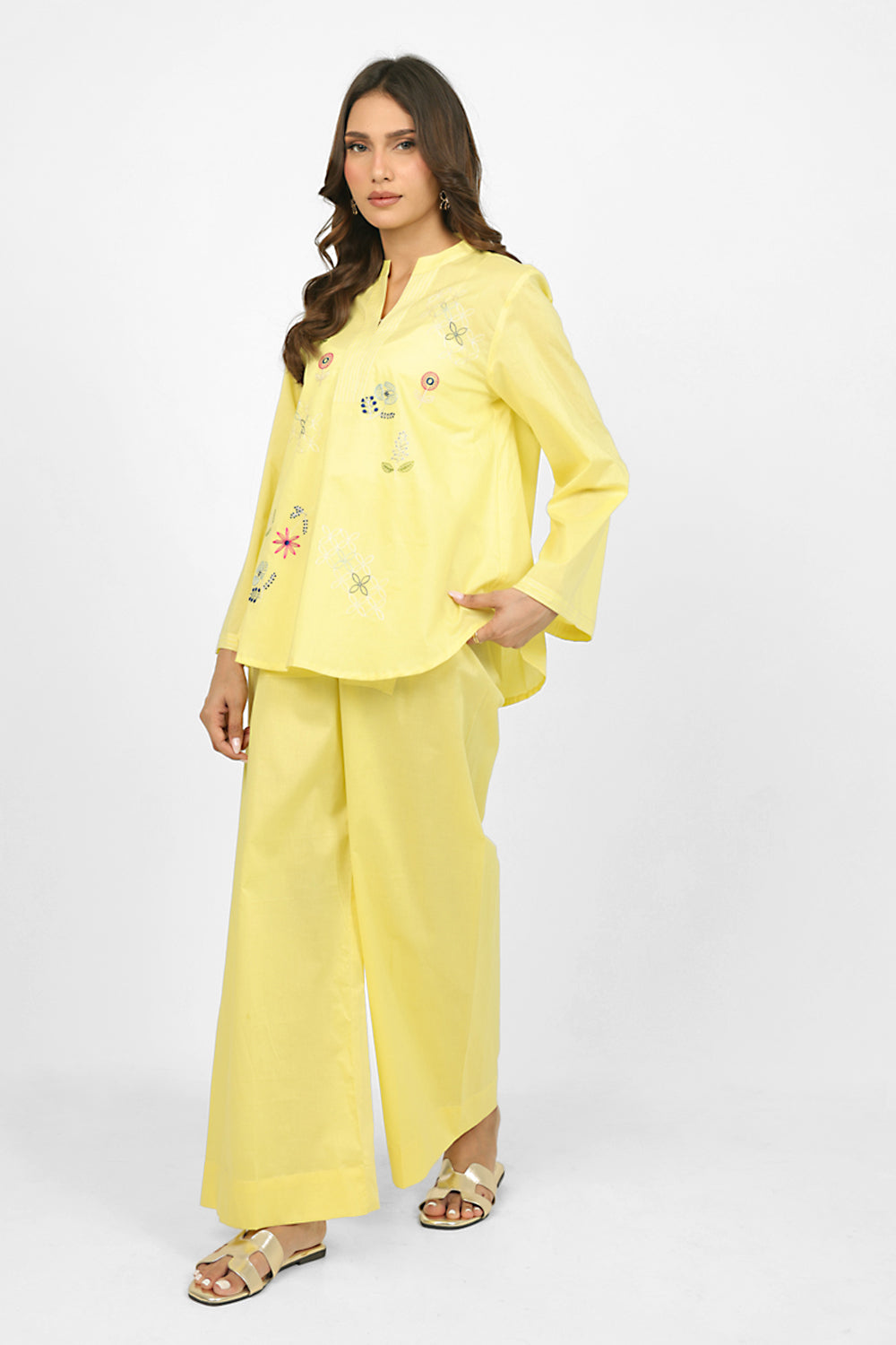 Cambric Embroidered Co-Ord Set