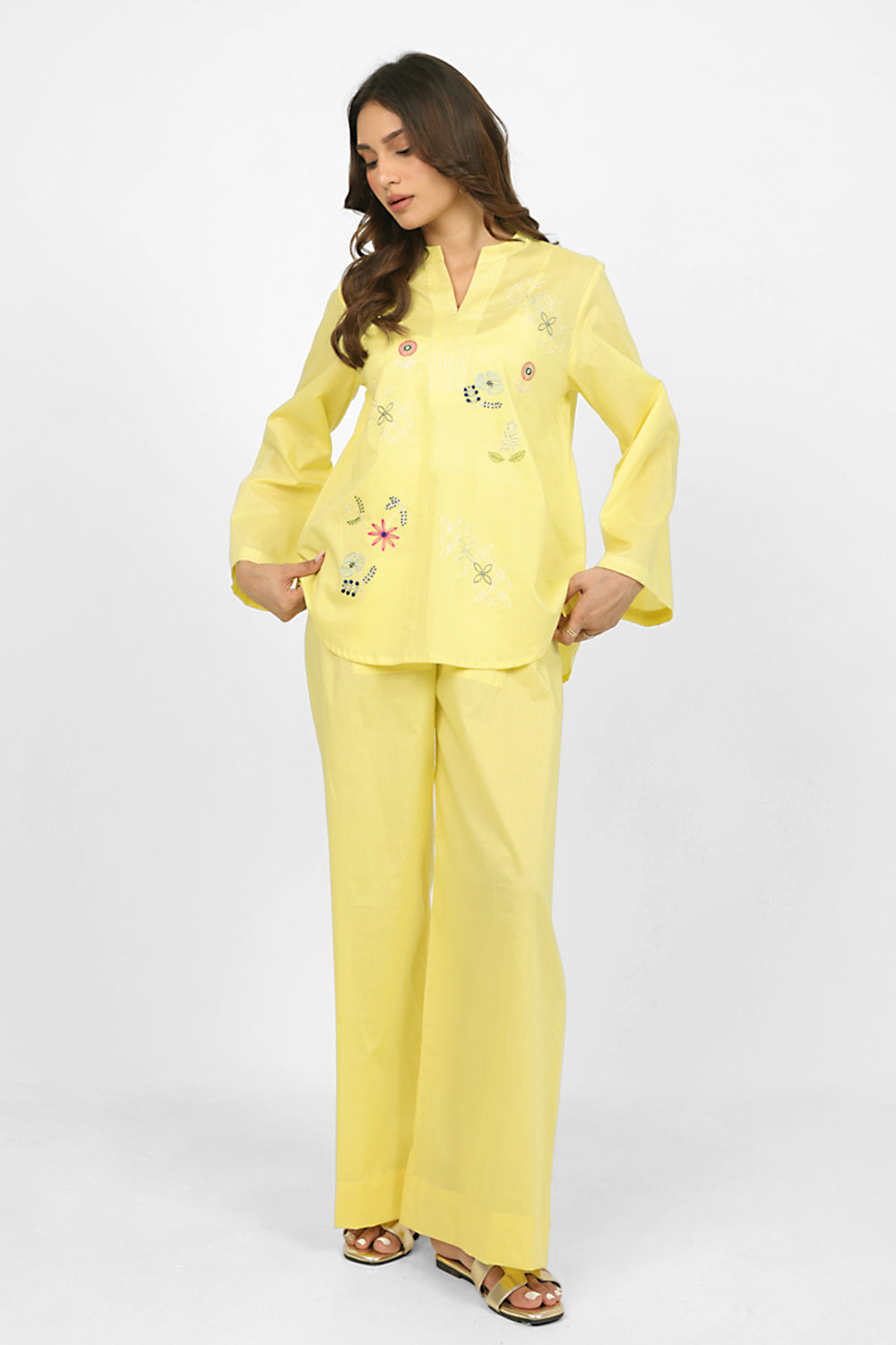Cambric Embroidered Co-Ord Set