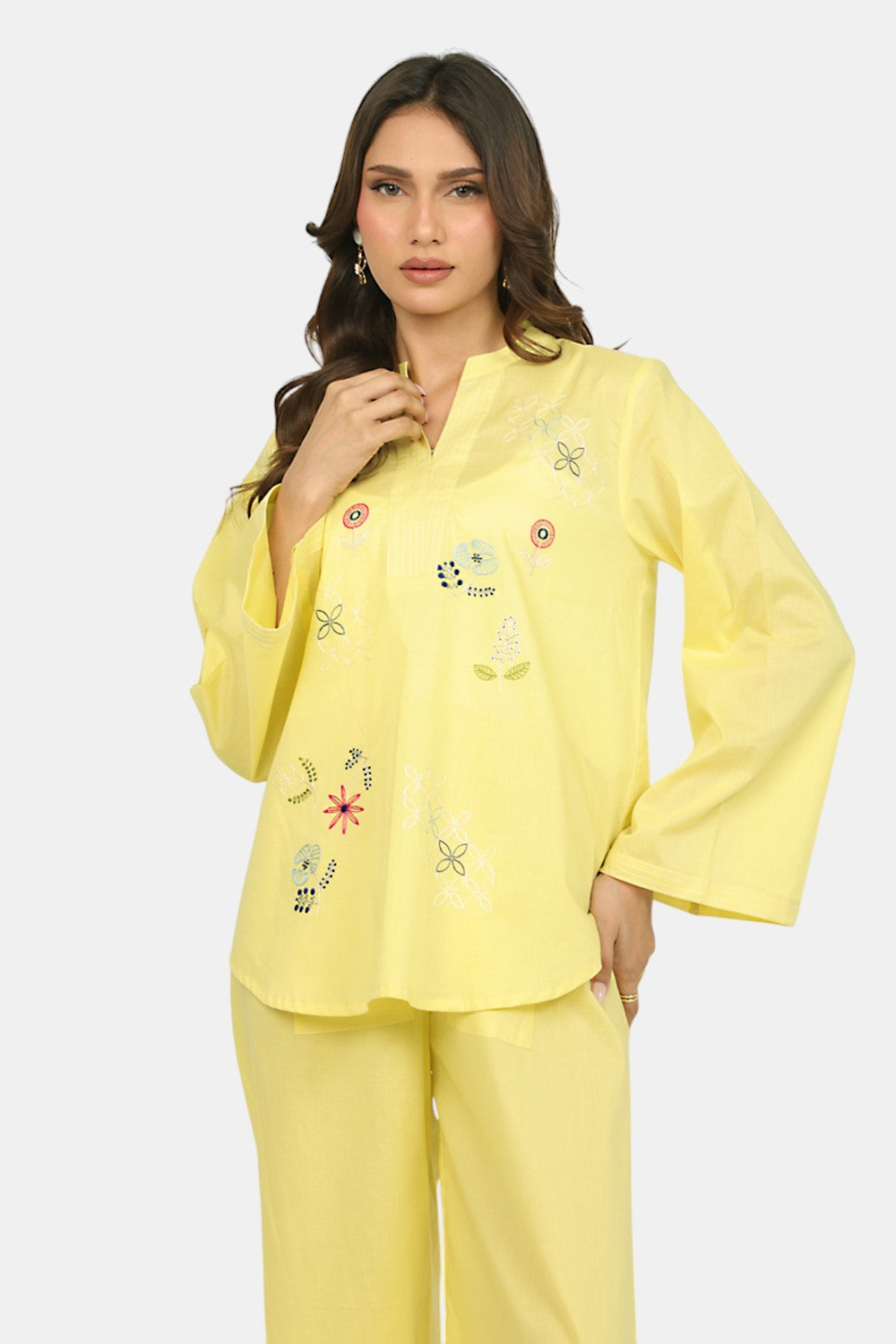 Cambric Embroidered Co-Ord Set