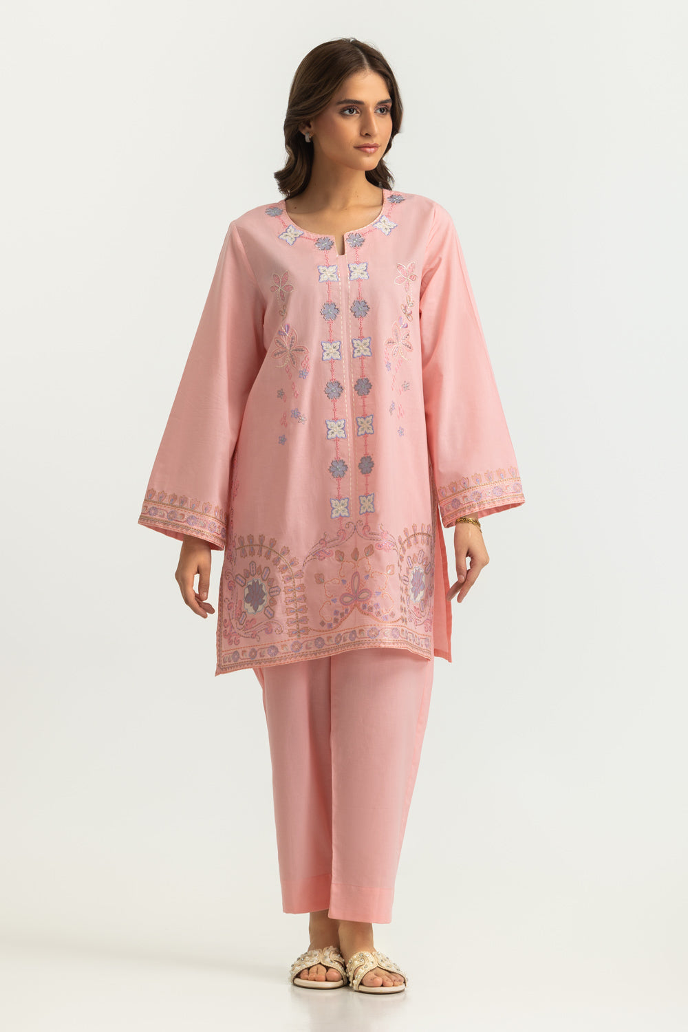 Cambric Embroidered Co-Ord Set
