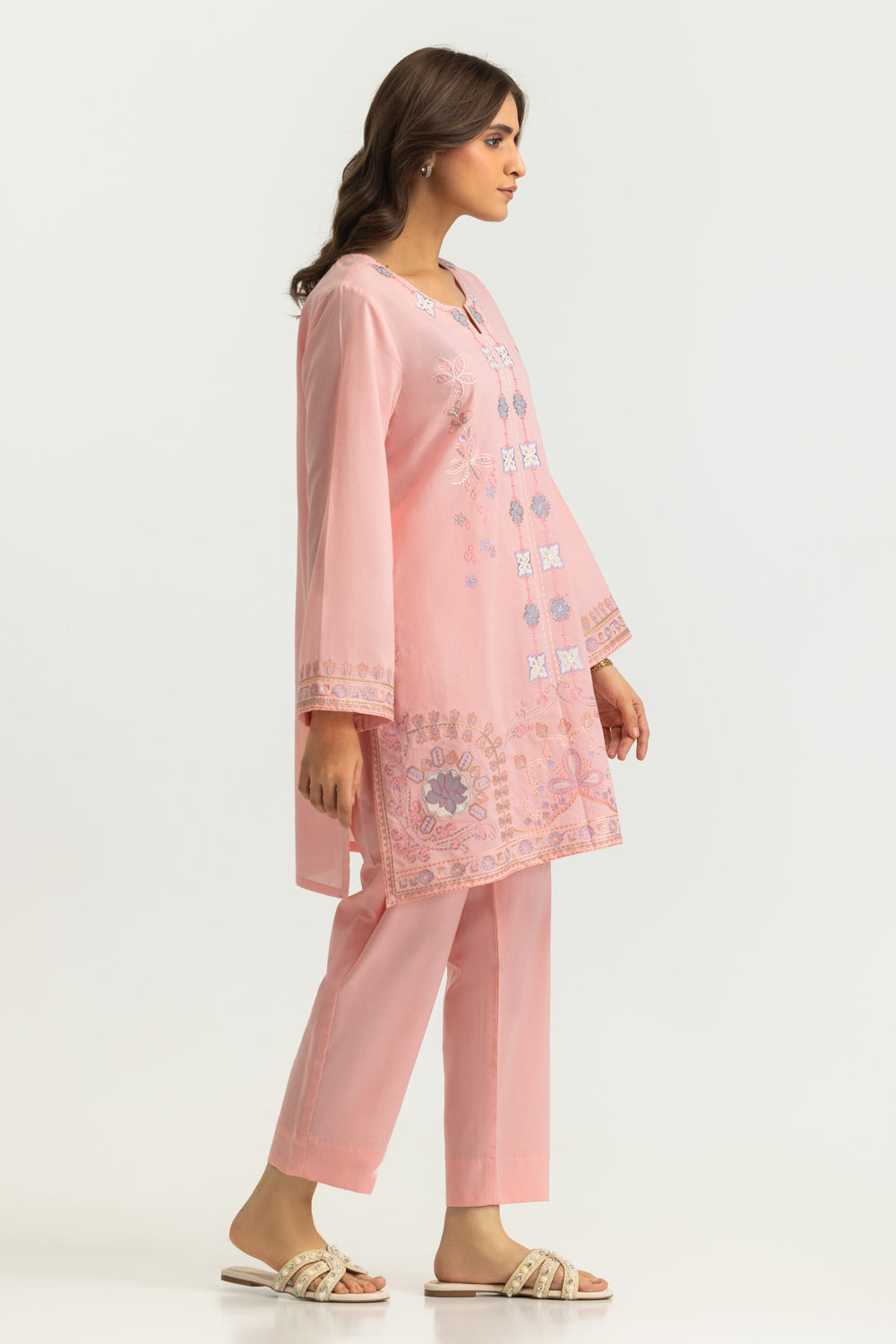Cambric Embroidered Co-Ord Set