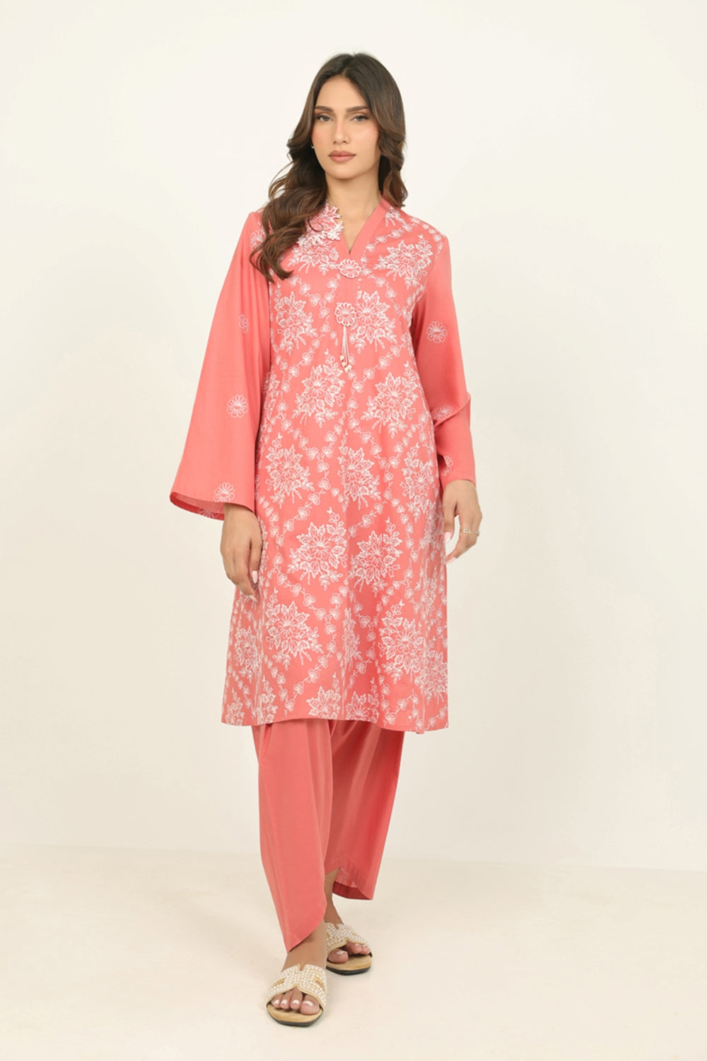 Cambric Embroidered Co-Ord Set