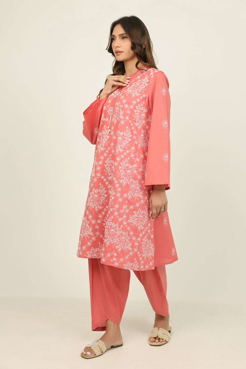 Cambric Embroidered Co-Ord Set