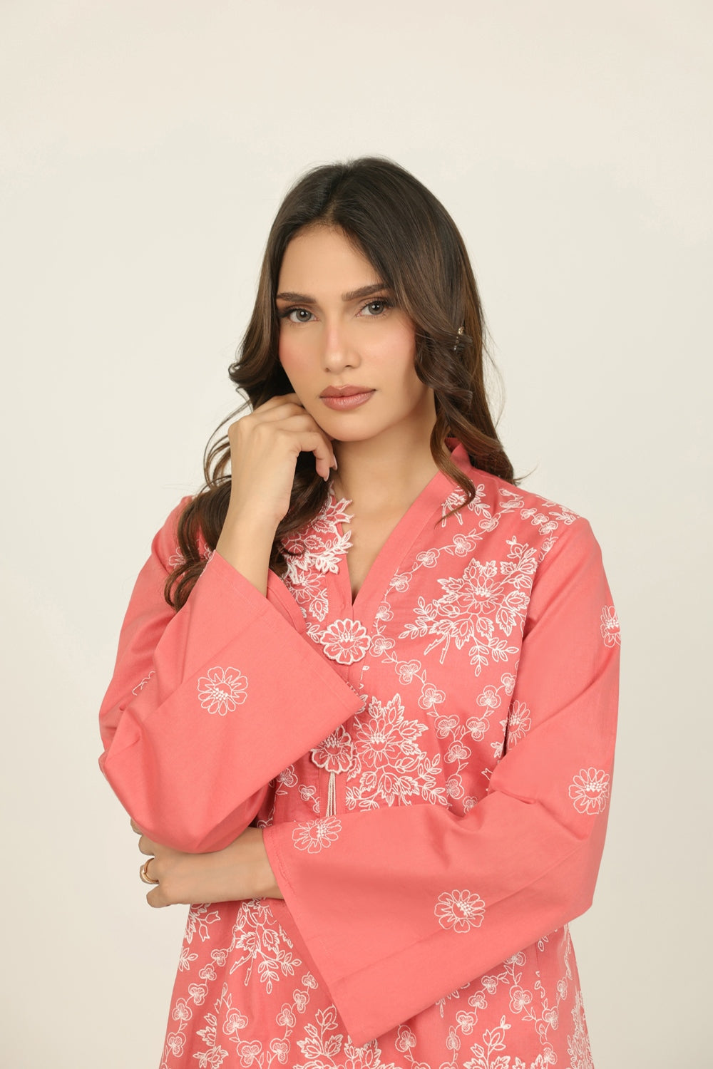 Cambric Embroidered Co-Ord Set