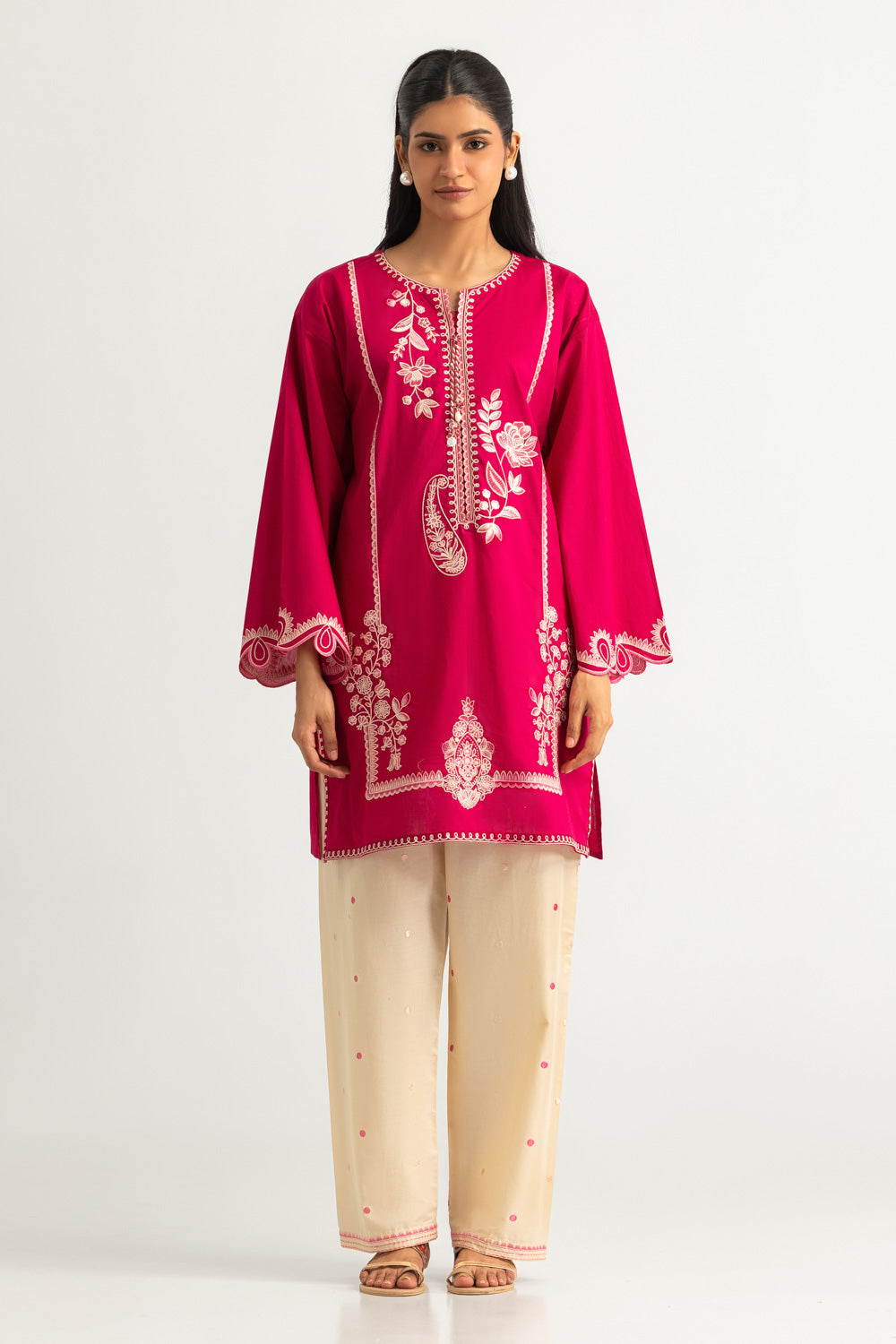 Cambric Embroidered Co-Ord Set