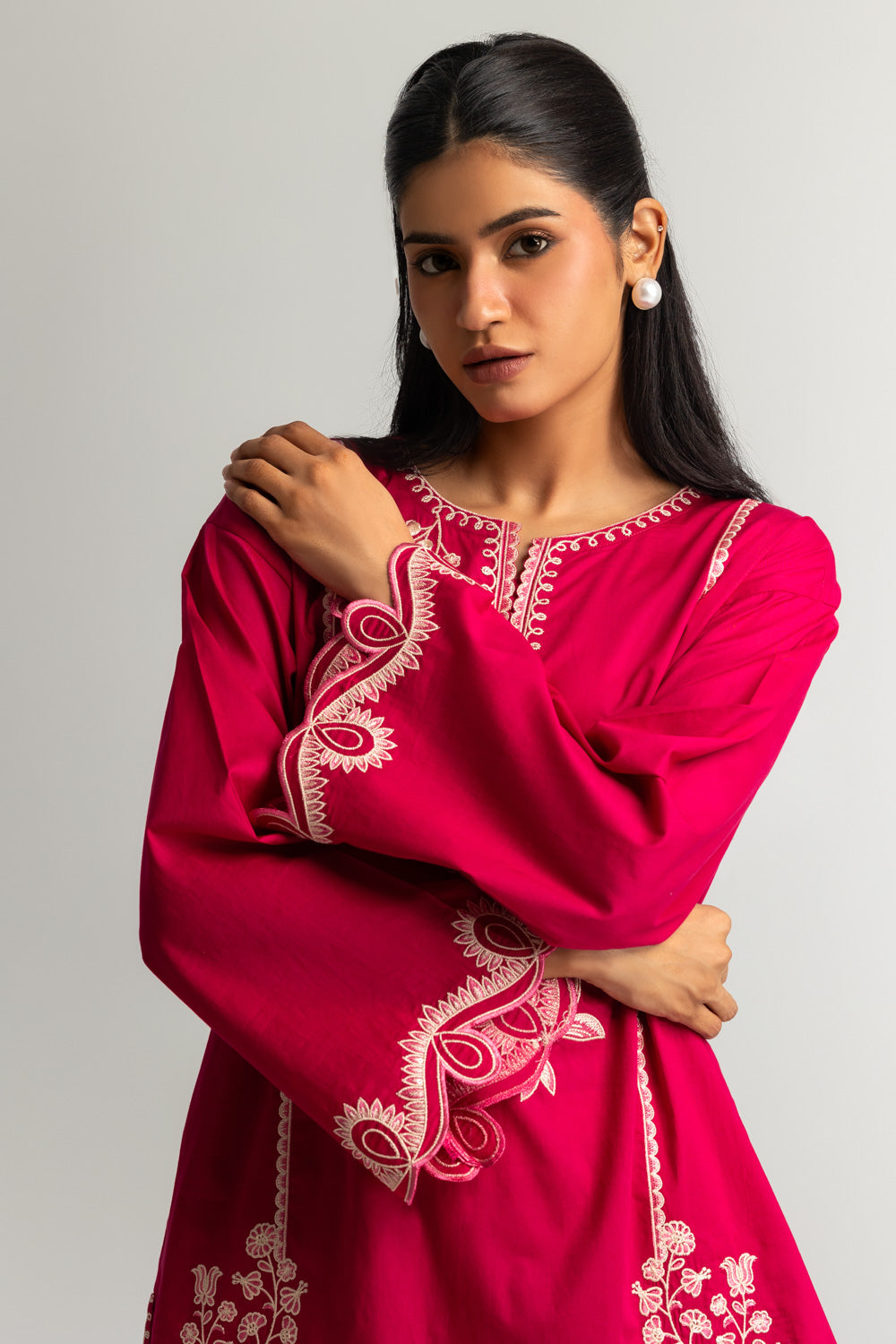 Cambric Embroidered Co-Ord Set