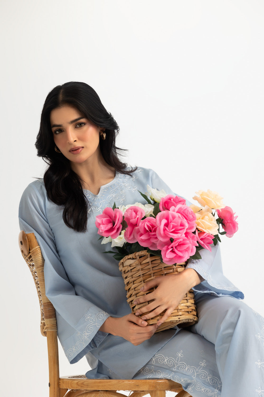 Cambric Embroidered Co-Ord Set