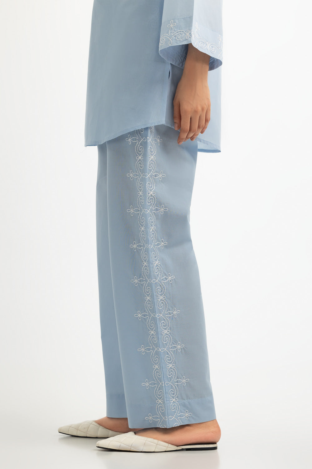 Cambric Embroidered Co-Ord Set