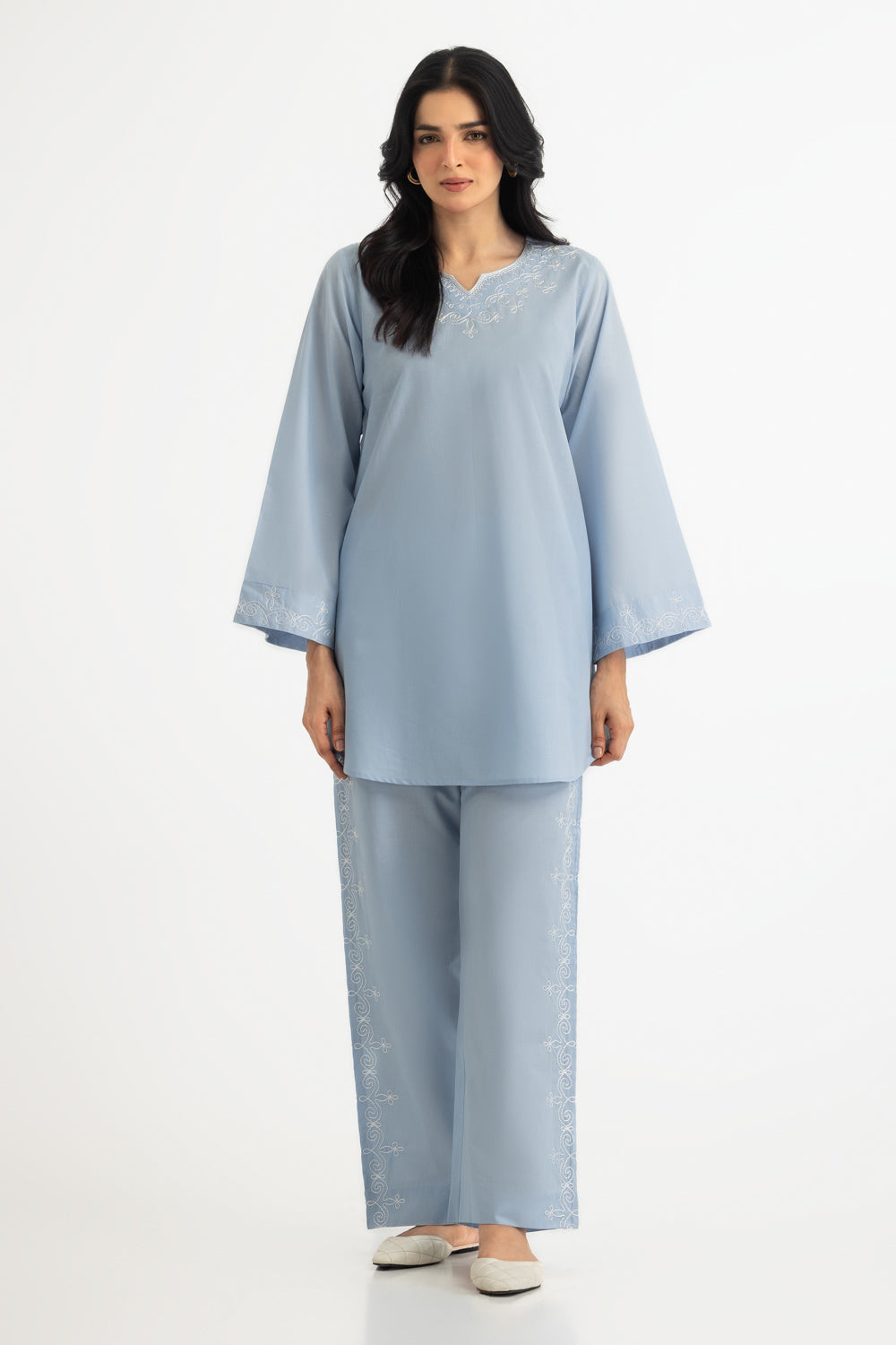 Cambric Embroidered Co-Ord Set