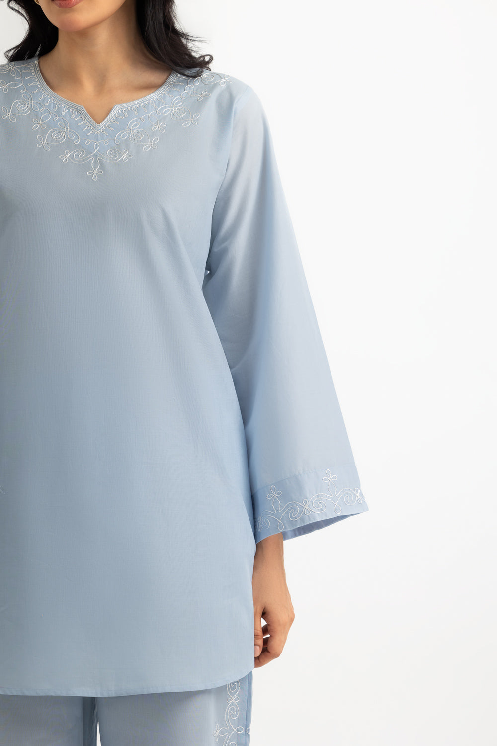Cambric Embroidered Co-Ord Set
