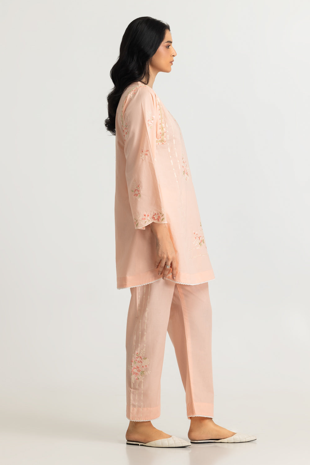 Cambric Embroidered Co-Ord Set