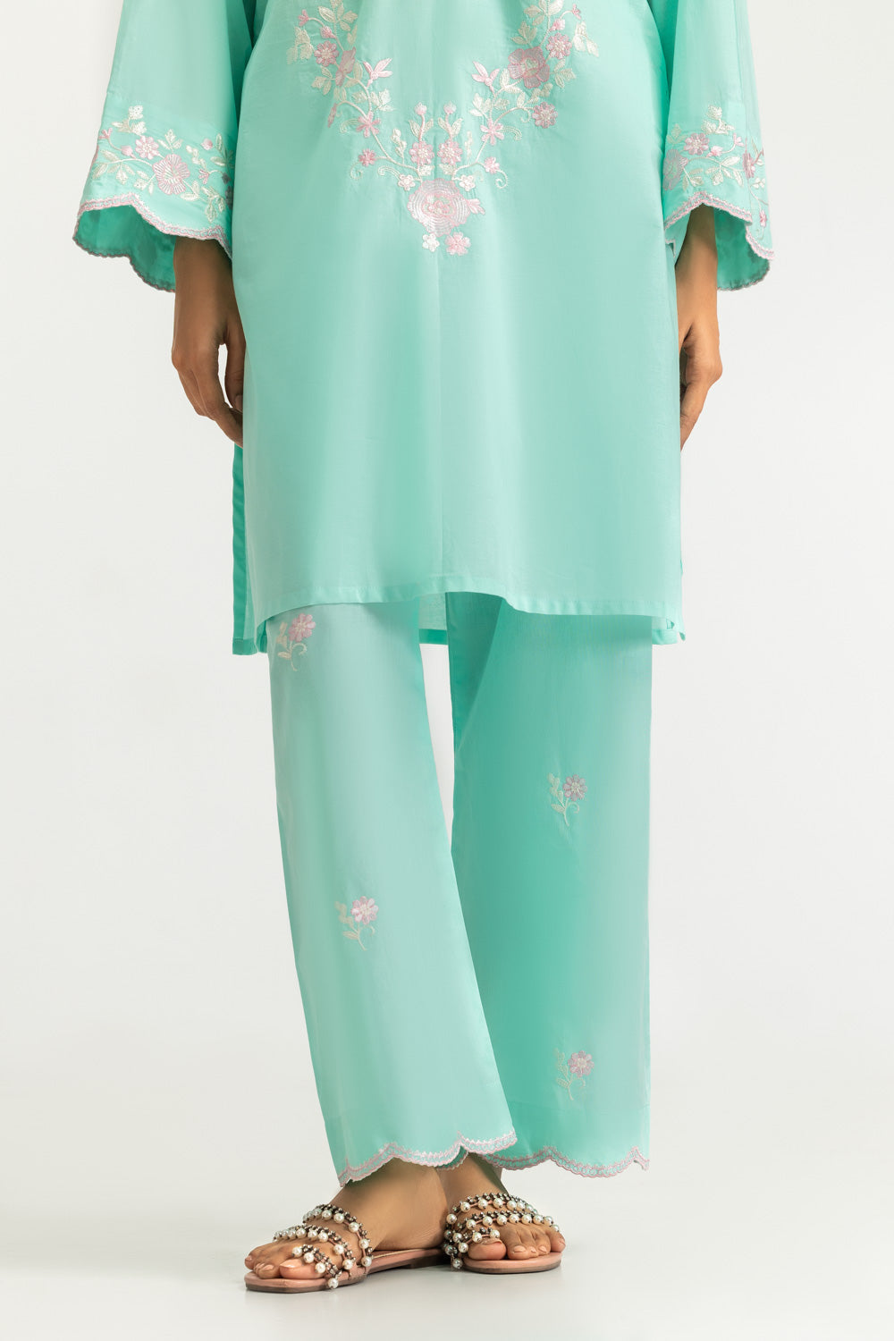 Cambric Embroidered Co-Ord Set