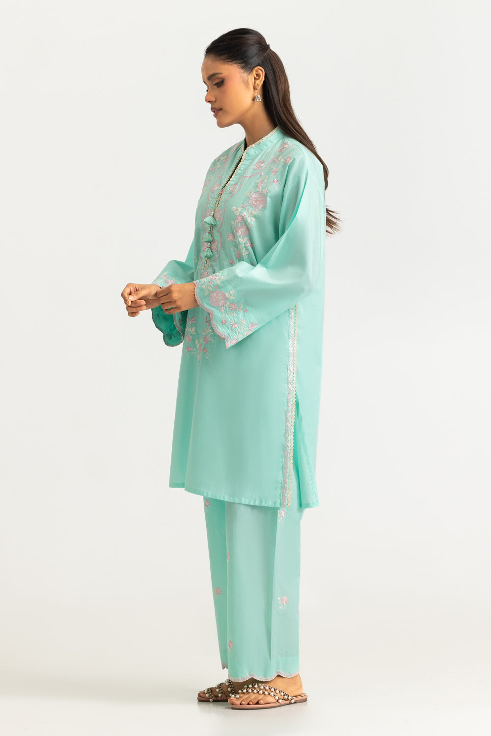 Cambric Embroidered Co-Ord Set