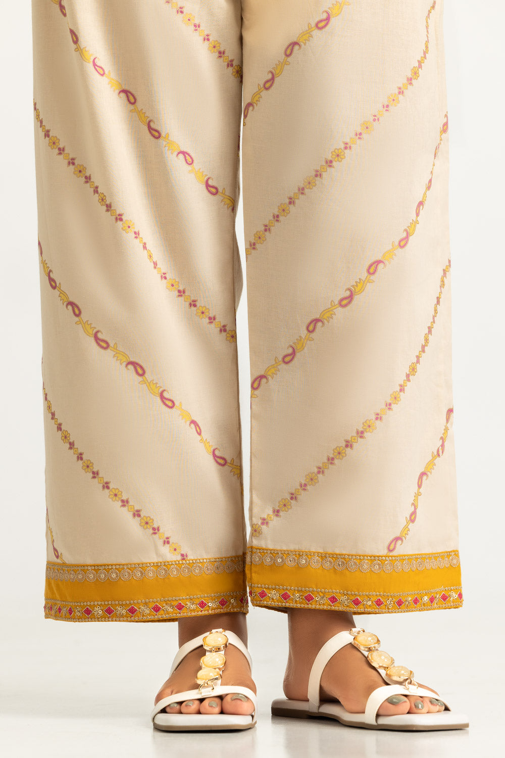 Cambric Embroidered Shirt And Block Printed Trouser